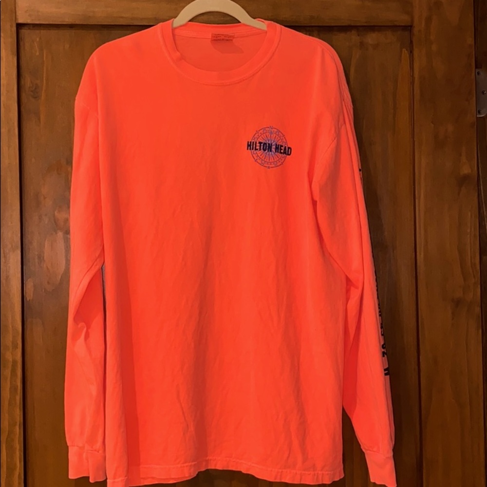 Never worn bright “orangey pink” long sleeve shirt